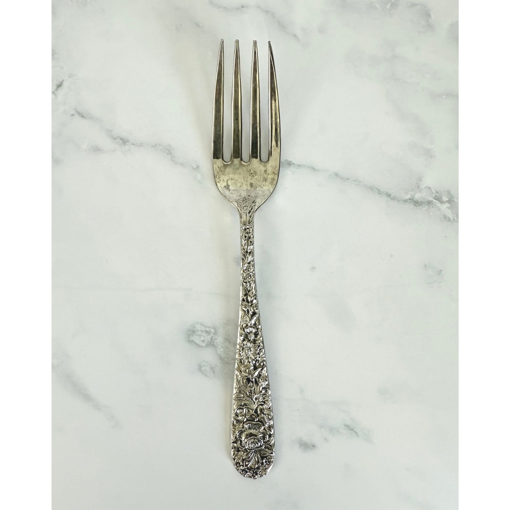 Godinger Olde Bouquet Silver Plate Stemware 8 3/8" Large Serving‎ Fork